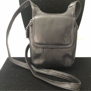 FRYE Black Leather Organizer Crossbody Shoulder Bag